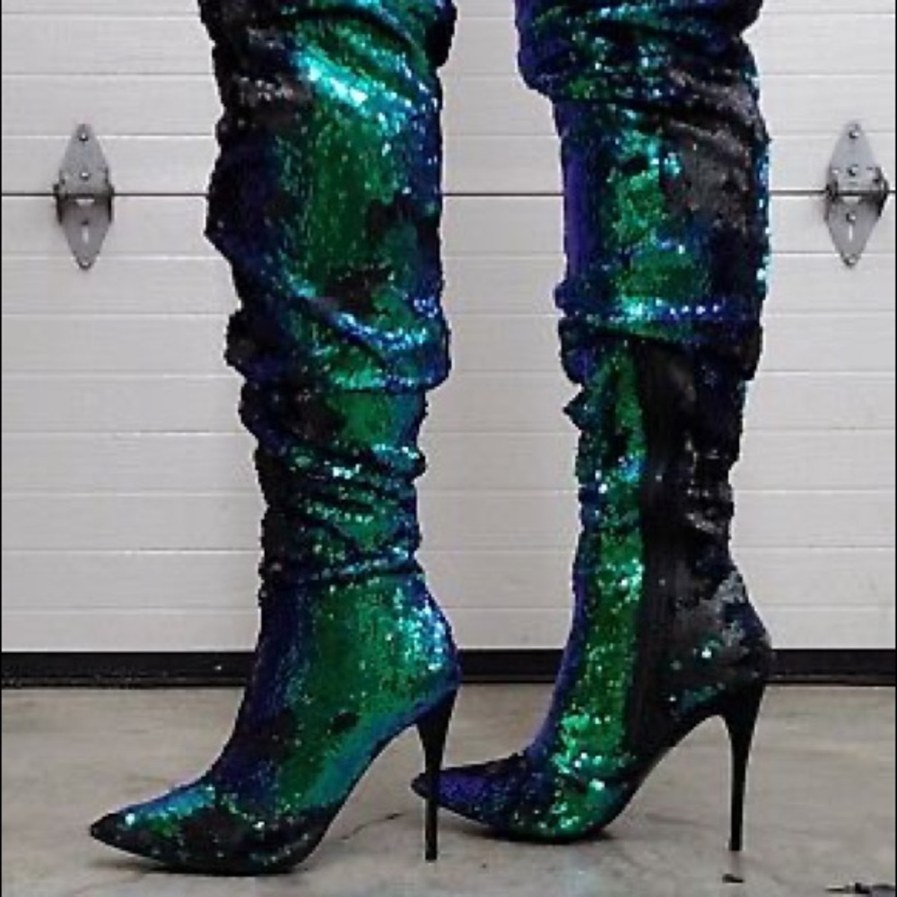 Green iridescent sequin Boits